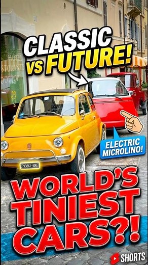 Classic Fiat 500 vs. Electric Microlino! 🤯 World's Tiniest Cars!🇮🇹 #shorts #rome #classiccars