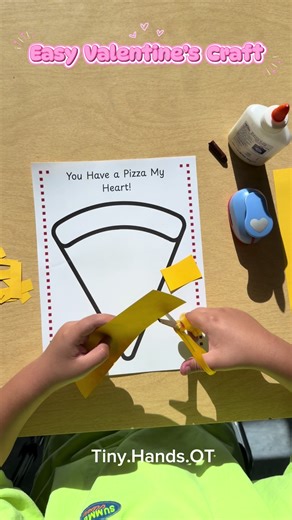 This cute Valentine’s Day craft is perfect for working on scissor skills ✂️💛 Kids cut, create, and practice control — all while having fun. ✨ OT hack: Use Wikki Stix to make a border so kids can color the “pizza crust” and practice staying inside the lines 🙌 This craft is part of my Craft-A-Week series — a simple fine motor craft for every week of the year. I’ll be sharing them continuously, so follow along to see how I use each one in real life 💕 #valentinescraft #scissorskills #finemotorski