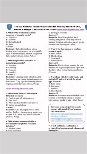 3.4K views · 53 reactions | Neonatal Sepsis Causes of Neonatal Sepsis diagnosis and prognosis of Neonatal Sepsis #Nursingadvance #aiimsnorcet #MCQs | Nursing Advance - The Rising Nursing Point | Facebook