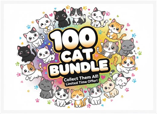 100 Cat SVG Bundle | Cute Cat Clipart | Kawaii Kitty SVG | Cricut & Silhouette Cut Files - Etsy