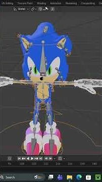 Modeling Sonic The Hedgehog (blender) pt. 9 #sonic #timelapse #sonicthehedgehog #blender3d