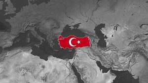 Turkiye Flat Map Flag Black and White Map