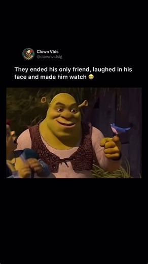 @clownvids on Instagram: "The tragic yet darkly comedic moment captured here comes from the film Shrek Forever After, produced by DreamWorks Animation. In this scene, the villainous Rumpelstiltskin suffers a devastating loss when his beloved pet and “enforcer” goose, Fifi, is unexpectedly obliterated. Fifi was more than just a pet to the eccentric antagonist; she was his loyal companion throughout his reign. The suddenness of her demise serves as a turning point in the final battle against Shrek