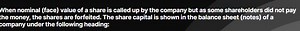When nominal (face) value of a share is called up by the compan... | Filo