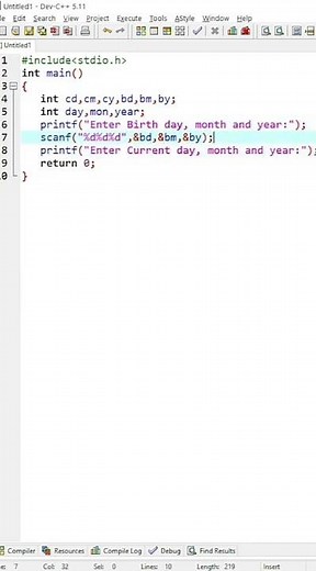 Age Calc program to calculate age= year, month, days