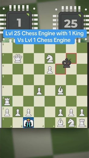 Lvl 25 Chess Engine with 1 King Vs Lvl 1 Chess Engine #chess #chessshorts