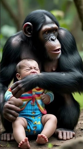 Chimpanzee Comforting a Crying Baby – A Surprising Bond in Nature #nature #babycrying