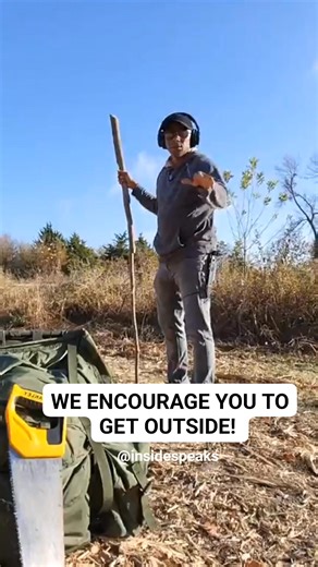 We encourage everyone including you to get outside. Learn you surroundings and use what the earth is giving you. #lifeat40 #insidespeaks #mentalhealth #walkingstick #resilience | Jonathan Shaw