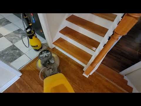 Removing acrylic wax build-up from laminate floors after the client saw our videos on YouTube