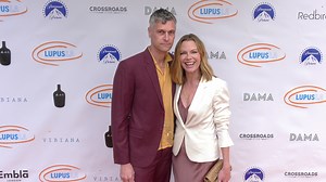Ned Brower and Sarah Jane Morris on the orange carpet for Lupus LA's 2025 "Cuisine for a Cause" fundraiser