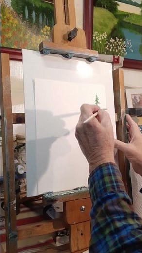 How to paint Evergreen trees in Acrylic with a fan brush. Easy!
