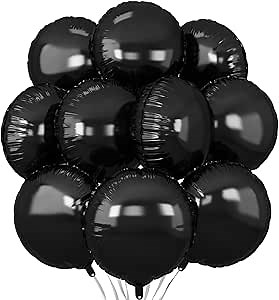 Black Round Foil Balloons,20Pcs Round Shaped Balloons 18"Helium balloon for Birthday Party Baby Shower Wedding Decorations