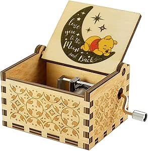 Pooh Music Box Gift for Mom Dad, Christmas Valentine Day Gift for Daughter Son, I Love You to The Moon and Back Anniversary Birthday Gifts for Women Girls Play You are My Sunshine