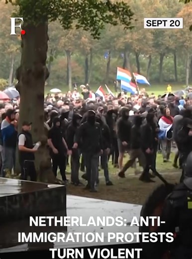 💥 Anti-immigration protests turned violent in the Netherlands on September 20 after protesters blocked a highway near the protest site in The Hague. The demonstrators vandalised a political party's headquarters and torched a police car. | Akaraka Ndigbo