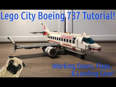 Custom Lego City Boeing 737 MAX 8 Full Tutorial! (Working Flaps, Doors, and Landing Gear!)