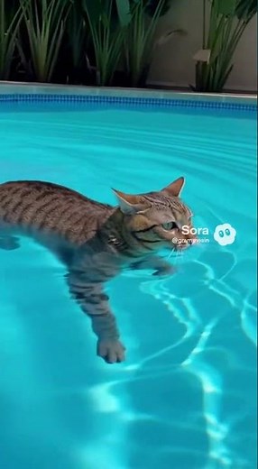 Cat Slides Into the Pool! 😂 Epic Splash Moment!