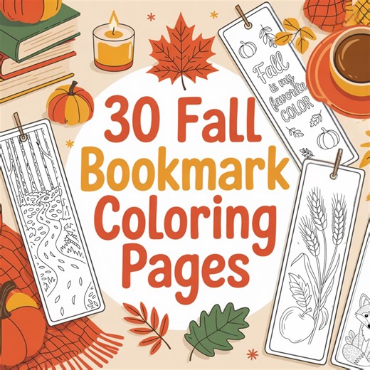 30 Fall Bookmark Coloring Pages | Autumn Bookmarks Printable for Kids & Adults | DIY Fall Coloring Bookmarks | Print, Color and Gift - Etsy