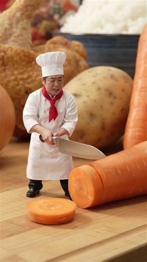 Tiny Chef Makes Japanese Curry Rice in a GIANT Kitchen! Full recipe in the description!