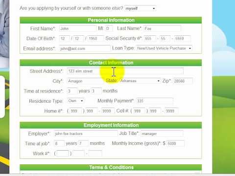 Completing an OpenRoad Lending Car Loan Application