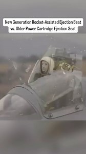 This video highlights the stark contrast between traditional ejection seats, which rely solely on power cartridges, and modern “new generation” seats equipped with booster rockets. In the rocket-assisted ejection, the seat detaches from the dummy before impact, showcasing enhanced safety features. Typically, these seats remain attached to the pilot above 10,000 feet to supply oxygen and automatically detach as the pilot descends below this altitude. The Mirage F1’s ejection seat, which inadverte