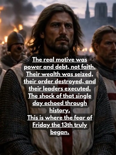 The Day the Templars Were Destroyed Friday, October 13, 1307. Before dawn, the most powerful knightly order in Europe was betrayed. By secret order of the French king, Knights Templar across France were arrested simultaneously — unarmed, accused of heresy, and tortured into false confessions. Once celebrated as holy warriors and financiers of kings, they were stripped of titles, imprisoned, and burned. An order that had survived crusades fell not on the battlefield… but in chains. #KnightsTempla