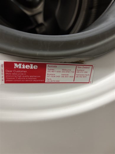 Miele front-load washer is leaking from the door. Replaced the door seal and tested the machine—no leaks found and operating normally again. Tip: If you notice water around the door, check for worn or cracked seals early. A small leak can turn into a bigger issue over time. #MieleWasher #ApplianceMaintenance #WasherRepair #HomeCare #LaundrySafety | Wise Appliance Service Adelaide