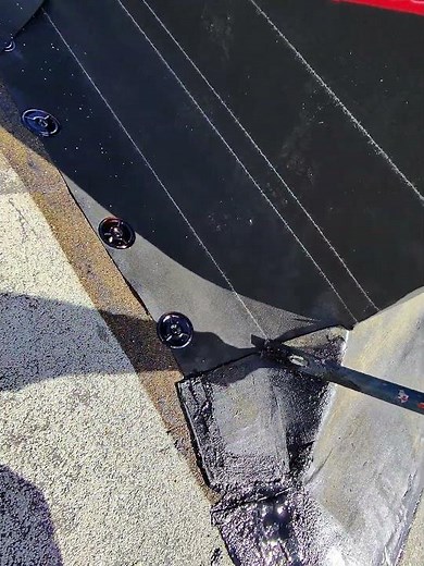 OLD BUR Roof Installed with Torchdown Materials - A/C Curb using 3 Ply BASE SMOOTH CAP Flat Roofing