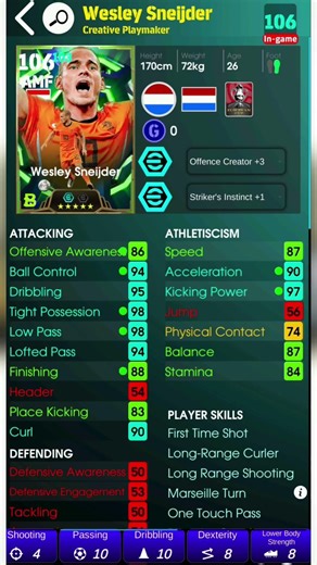 Wesley Sneijder 🎯 The Most Underrated Genius Ever? 🔥 #Shorts #gamingshorts #efootball #efootball2026