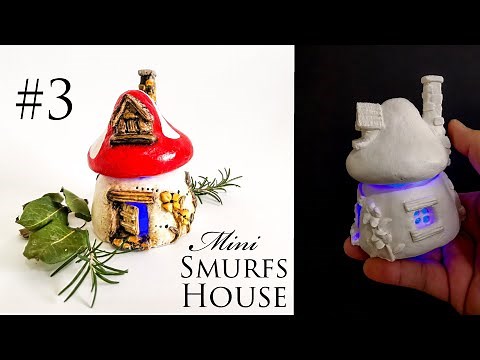 Mini Smurfs Mushroom House Jar DIY - Homemade Clay - House No.3
