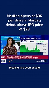 Shares of U.S. medical supplies giant Medline jumped in its Nasdaq trading debut, marking the biggest IPO of the 2025 globally. CNBC's Leslie Picker has the details. Watch more: cnb.cx/4q9r5jK | CNBC