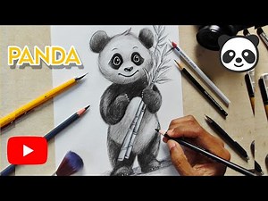 🐼 how to draw panda| Freehand Drawing | Realistic Pencil & Charcoal Art ✍️