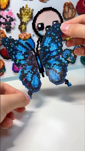 I made a super dreamy, sparkly 3D butterfly using Perlerbeads#pixelart #perlerbeads#shorts#butterfly