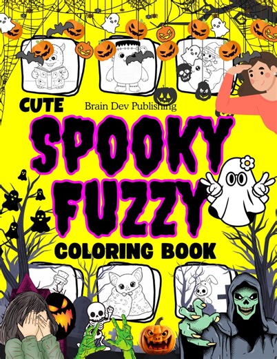 Amazon.com: Spooky Fuzzy Coloring Book: 50 Cute and Creepy Coloring Pages With Fun Ghosts, Fluffy Bats, and Furry Monsters for Halloween Fun: 9798315451402: Dev, Brain: Libros