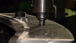 Countersink, is used for machining and chamfering holes in holes. Machining of parts. Countersinking on a vertically-drilled CNC machine. Stock Video