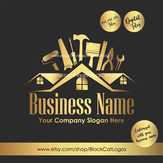 Handyman Logo, Home Repair Service Logo, Construction Business Logo, Vector Carpenter Roofing Logo, Home Solution, Home Renovation Fixing - Etsy