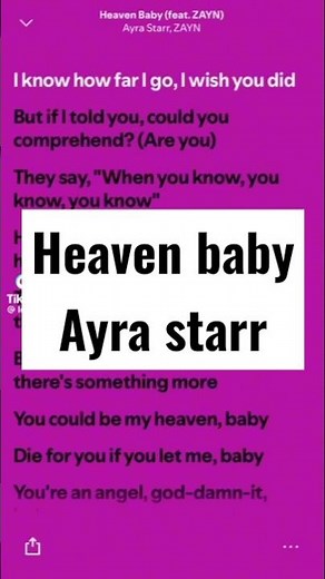 Heaven Baby ft. ZAYN - Ayra Starr (Lyrics) | you could be my heaven baby 🥀