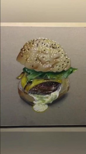 How to draw a burger very easy! #drawing #realistic #shorts