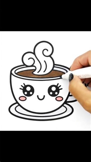 Coffee ☕ #drawing #kawaii #drawingtutorial #easydrawing #howtodraw #coffee #cute #art #drawingideas