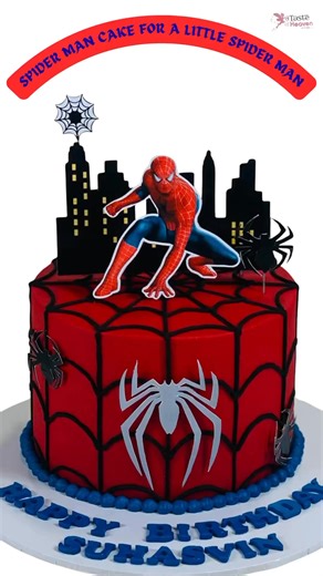 Your friendly neighborhood Spider-Man just web-slinged his way onto this cake! 🕷️🕸️ Perfect for superhero fans ready to save the day… one slice at a time! 🎂✨ #atasteofheaven #cakestagram🍰 #birthdaytreat | A Taste of Heaven