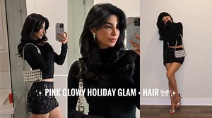 Holiday glam with pink glow and hair styling | Round brush blowout