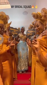 Beautiful bride @shaimah_dash_faces_makeup and her 20 Asoebi Ladies . . All outfits, including the Bride's outfit, were made by @k.e.e.sha | Traditional Wedding NG