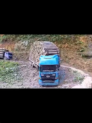 Mini RC Logging Truck Navigates Challenging Mud Terrain