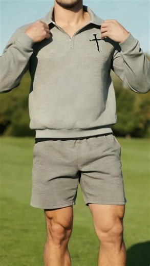 Elevate your casual wardrobe with this men's half-zip polo sweatshirt. It features a classic polo collar and half-zip design, adorned with a cross embroidery detail for a touch of distinctive style. Crafted from soft, textured fabric, it offers both comfort and a polished look. Available in multiple versatile shades, it’s perfect for daily wear, casual outings, or even smart-casual settings. The ribbed cuffs and hem ensure a snug fit, making it a timeless staple. #HalfZipSweatshirt #MenCasualFas