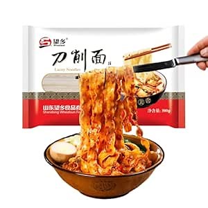 KachiKachi Wavy Knife Cut Noodles - 500g/17.6oz, Dry | Flat | Wide | Squiggly, Chinese Knife Sliced ​​Noodles, 刀削面