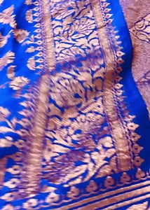 Royal Blue Color Pure Khaddi Georgette Banarasi Silk Saree With Antique Copper Zari Weave | Royal Blue Color Saree | SILK MARK CERTIFIED - Etsy
