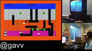 In June 2018, gavv set himself up for a well-earned achievement on Dig Dug for the Mattel Intellivision console. Playing on an original cartridge and system, gavv demolished Fygars and Pookas over 24 stages for a new TG record of 227,690 points. Check out the highlight video where he expertly takes out 5 enemies with a single boulder for a big pay-out. #retrogames #mattel | Twin Galaxies