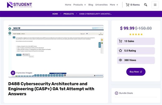 D488 Cybersecurity Architecture and Engineering (CASP ) OA 1st Attempt With Answers - Etsy