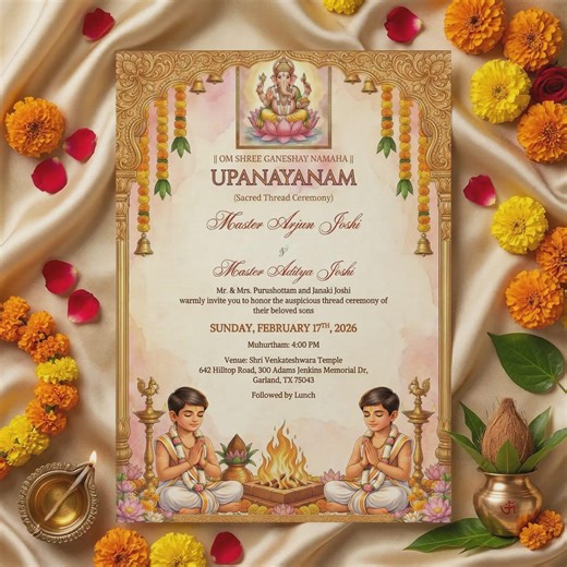 Editable Upanayanam Invitation for Twin Brothers: Sacred Thread Ceremony (digital Download) - Etsy