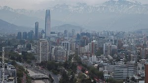 Santiago de Chile winter time lapse morning cloudy day Cordillera de Los Andes