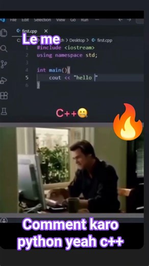 Only Coding Short|Python Vs C++ Coding|Comment Karo|Trending Reels #engineer #codinglover #pyvsc++